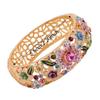 Enamel Chinese Cloisonne Bracelet Rhinestone Women's Hand Bracelet Hollow Out Flower Bangle  Gifts