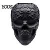 Vintage Vine Embossed Crafts Halloween Skull Makeup Brush Holder, Matte Black Gothic Skeleton Pen Organizer Resin Cup for Desk, Storage Figurine