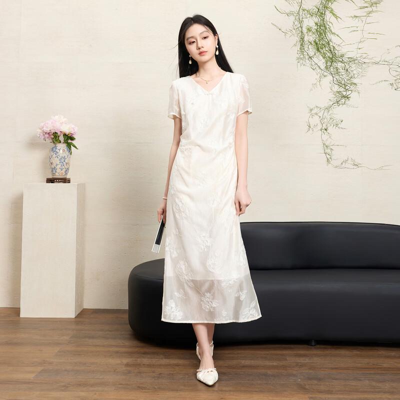 San Cai New Chinese Style Embroidered A-Line Dress