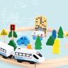 For Wooden Train Track Highway Roundabout Set Wooden Railway Electric Magtic Train Toy Wood Tracks Toys Kids Boys Birthday Gifts