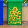 Sunflower Trash Can Stickers Floral Wheel Trash Can Stickers Self-Adhesive Waterproof Pvc Decals For Walls Bathroom Home Decor