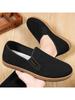 "Men's Breathable Ay Grass Flyknit Slip-On Soft Sole Comfortable Beijing Cloth Shoes Lightweight Everyday Dad Elderly Casual Shoes"