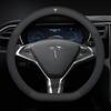 TDMC1 For Tesla Roadster Model 3 Model Y Model S Model X Car Leather Carbon Fiber Anti-Slip Protector Steering Wheel Cover Accessories