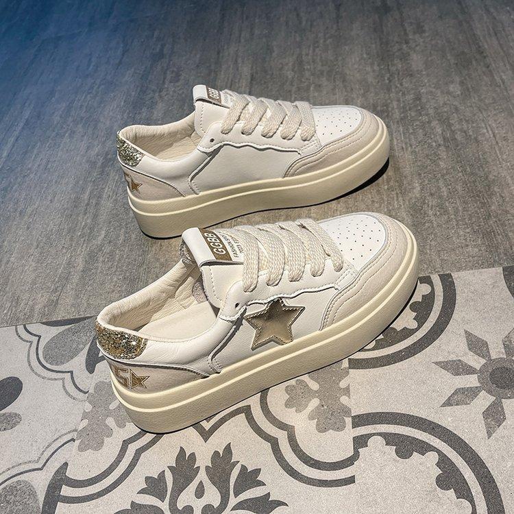Star platform white shoes children ins2025 spring new versatile foreign style explosion sports and leisure board shoes