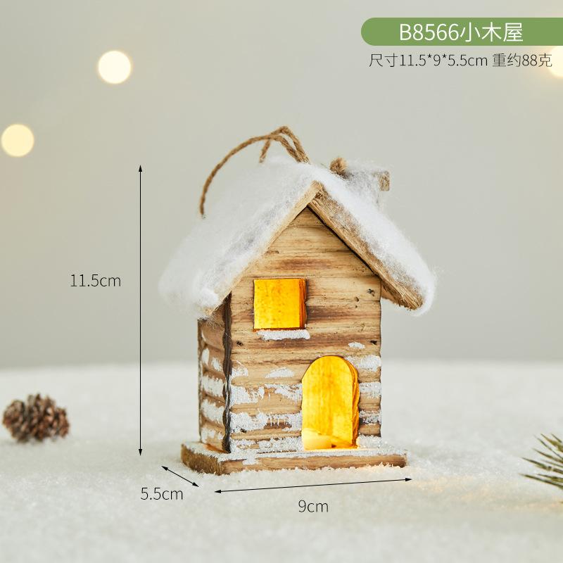 Christmas LED Light Wooden House Luminous Cabin Merry Christmas Decorations for Home DIY Xmas Tree Ornaments Kids Gifts New