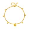 Gold Double Layer Ball Charm Anklet, Dainty Beaded Cable Chain Ankle Bracelet, Adjustable Summer Jewelry for Women Daily Wear Gift
