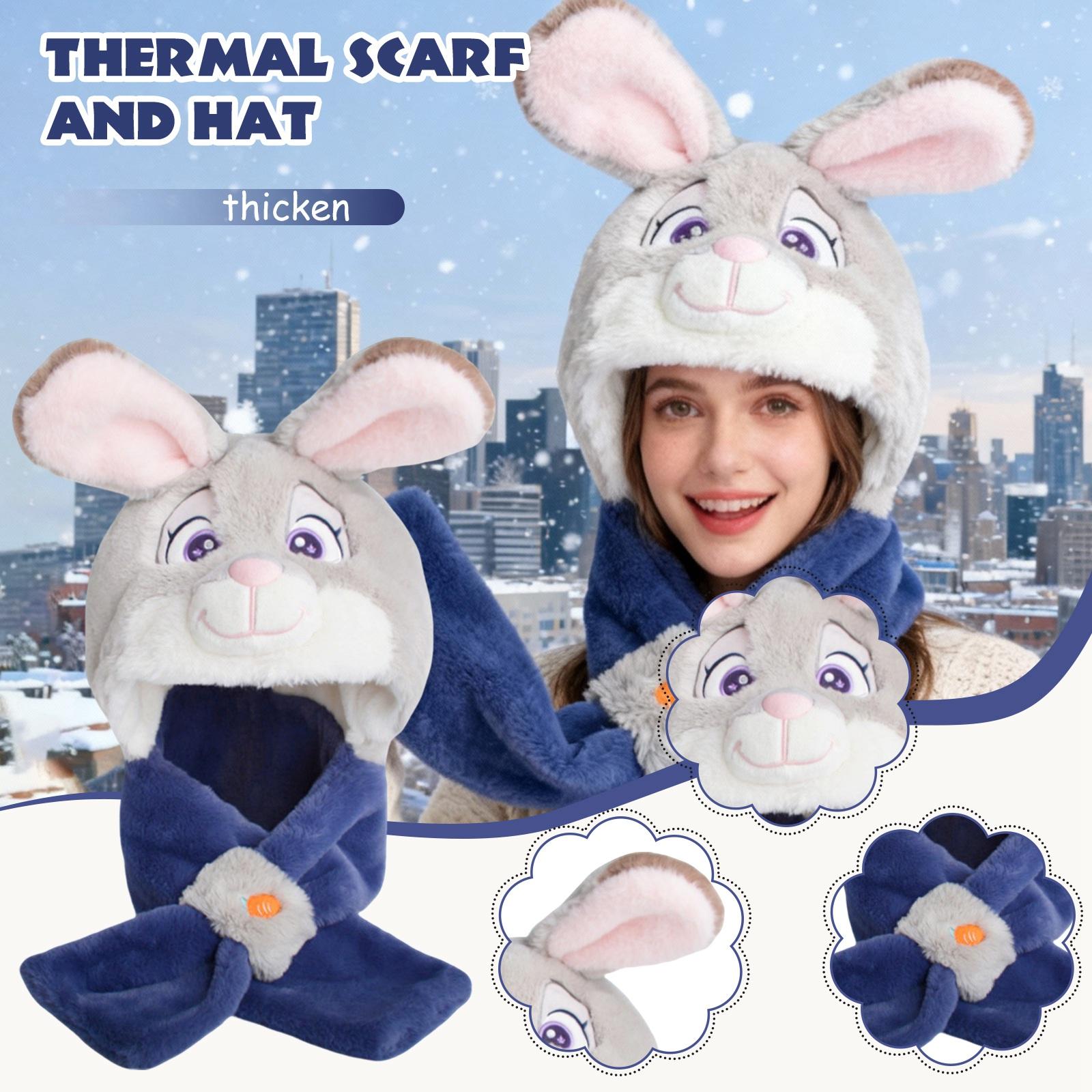 

That Furry Hat And Scarf Set A Complete Set Of Animal Shaped Warm Suit One Size