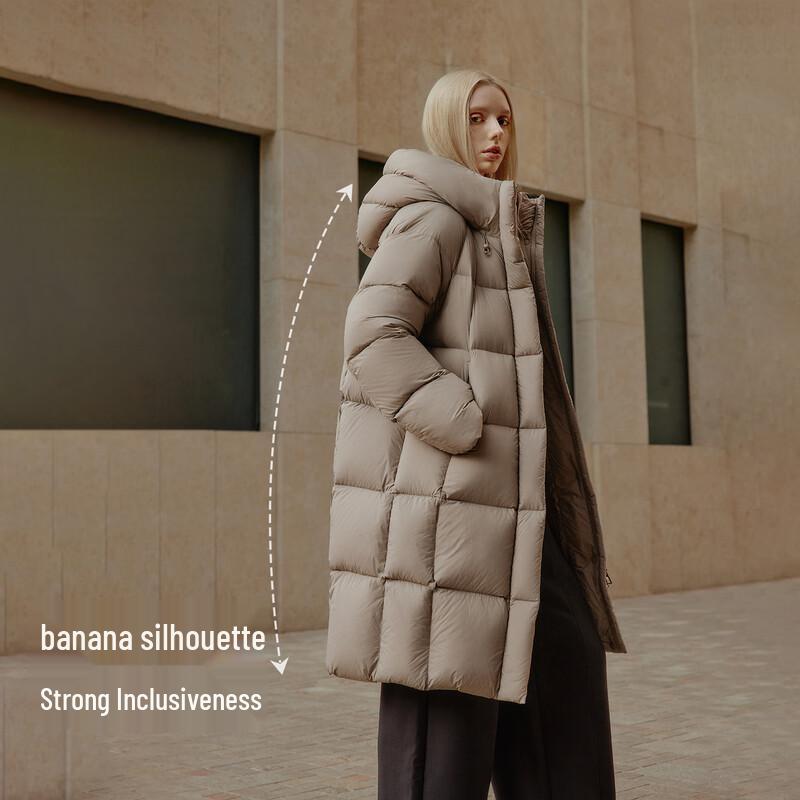 Tanboer Women's Hooded Mid-Length Puffer Down Jacket