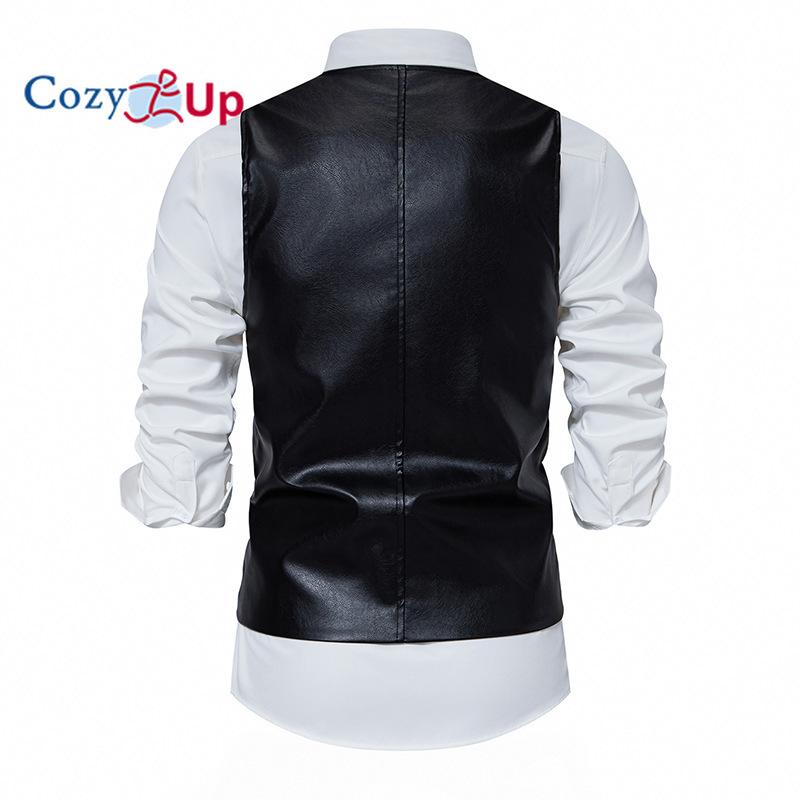 Vestă de motocicletă cu un singur piept pentru bărbați Cozy Up, vintage, cu decolteu în V