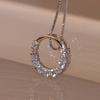 Ladies' Half Circle Circular Pendant Necklace, Inlaid with Synthetic Zircon, Sparkling Design, Exquisite Daily Jewelry, Birthday and Bridesmaid Gifts