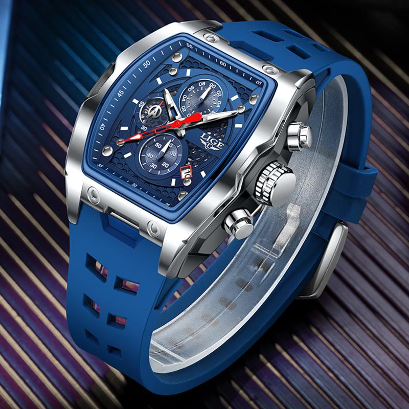 New Military Watches For Men Luxury Silicone Sport Square Chronograph Watch Fashion Business Waterproof Quartz Wristwatch