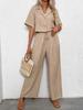 Elegant Plain Color Twopiece Suit With Splicing Design For Women Casual Office Wear