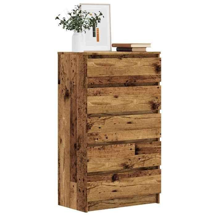 VidaXL Commode Old Wood 60x36x103 Cm Engineered Wood, Chest, Dresser, Cabinet with Drawers, Chests, Dressers, Cabinet 855996