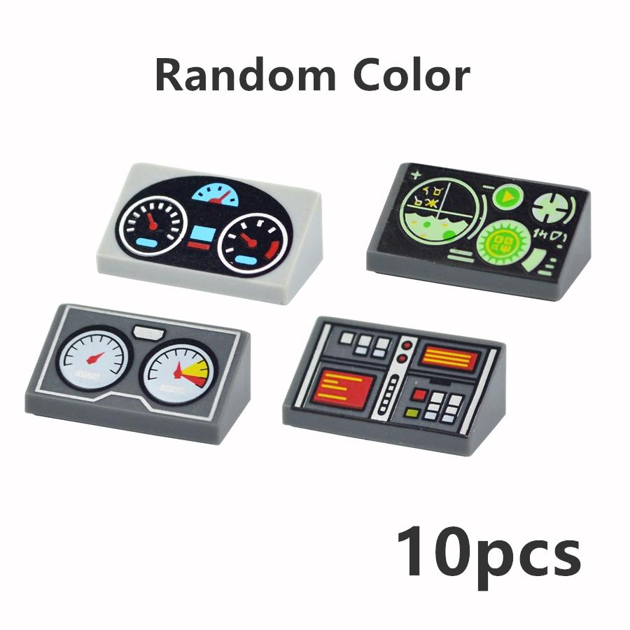 Slope Printed Roof Tile 1x2 2x3 1x1 Bricks Meter Dash Board Control Center Smooth Building Blocks Compatible 85984 3039