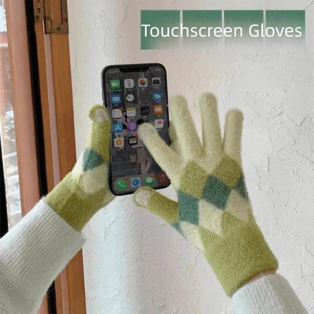 Fashion Keep Warm Knitted Glove Touch Screen Cold Proof Winter Cycling Glove Windproof Women Glove Female