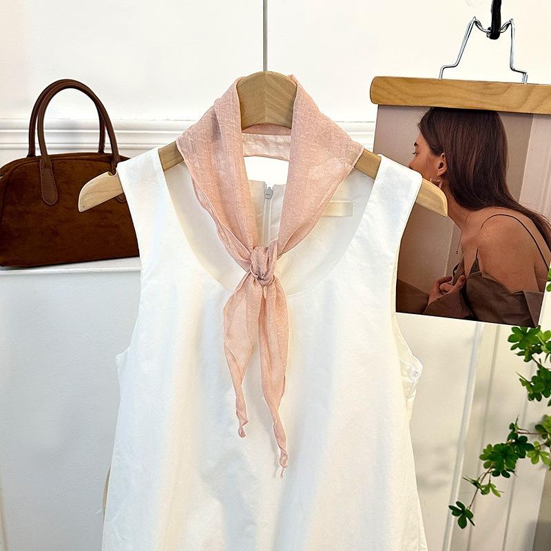 Silk scarf new fashion thin breathable small scarf scarf temperament versatile neck protection scarf rhombus silk scarf waist