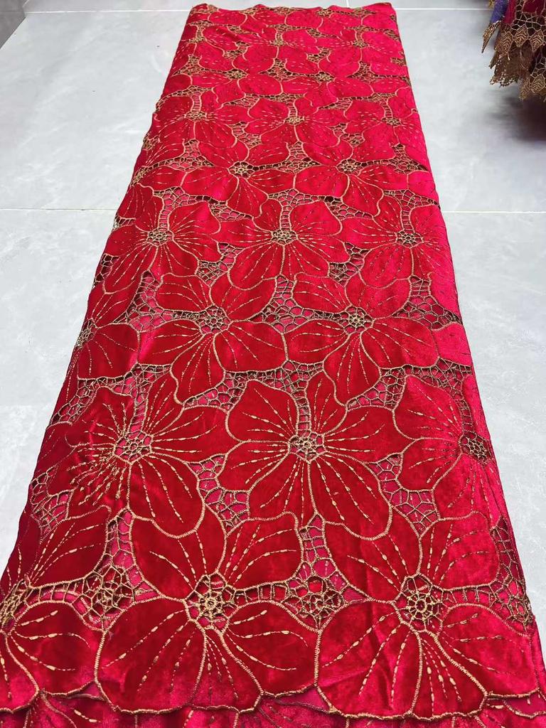Luxury African Velvet Lace Fabric Nigerian Lace Fabric 2025 High Quality Embroidery Luxurious Wedding Dress For Women Dresses