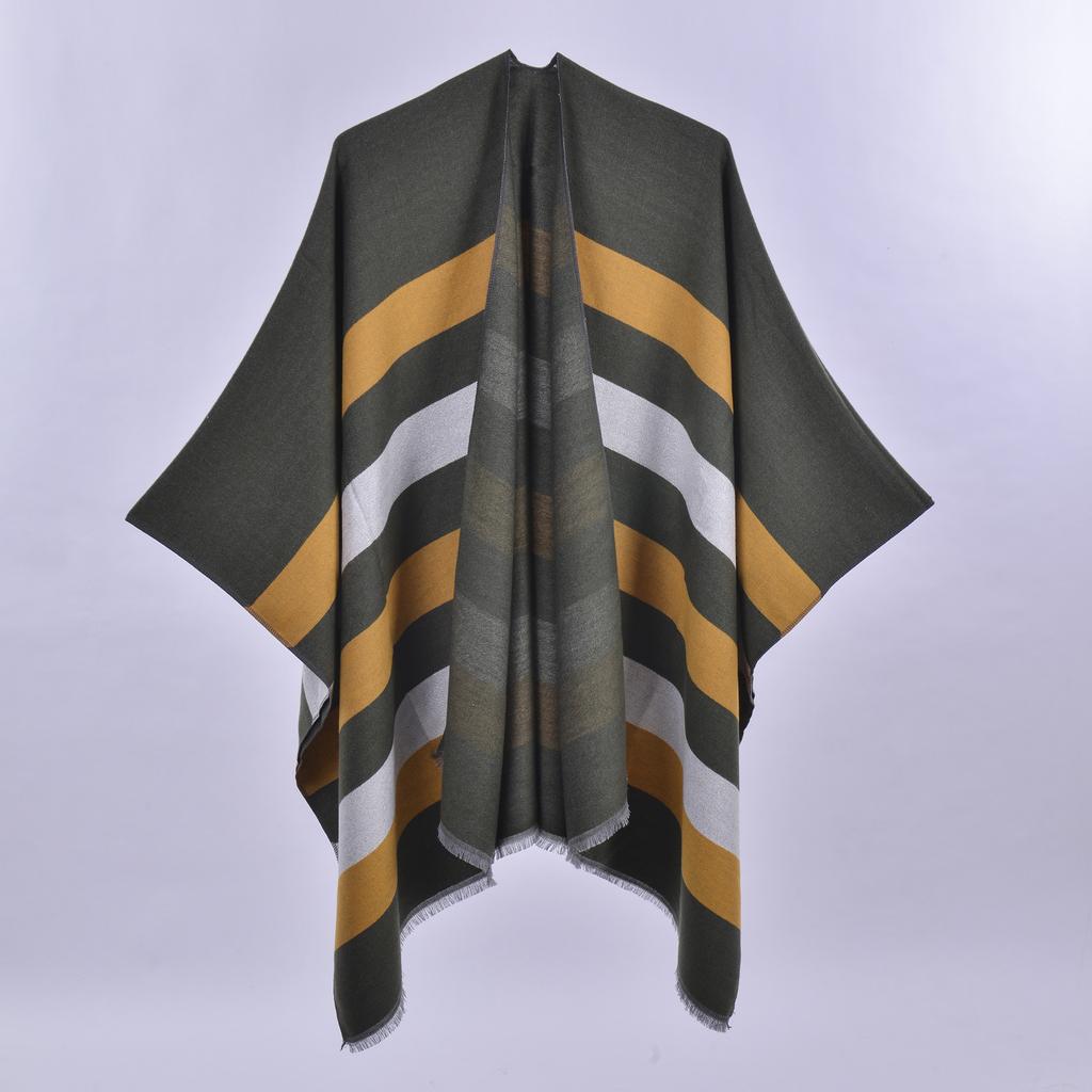 Women's Autumn Winter Warm Two Tone Cape Simple Fashion Pashmina Air Conditioning Room Shawl