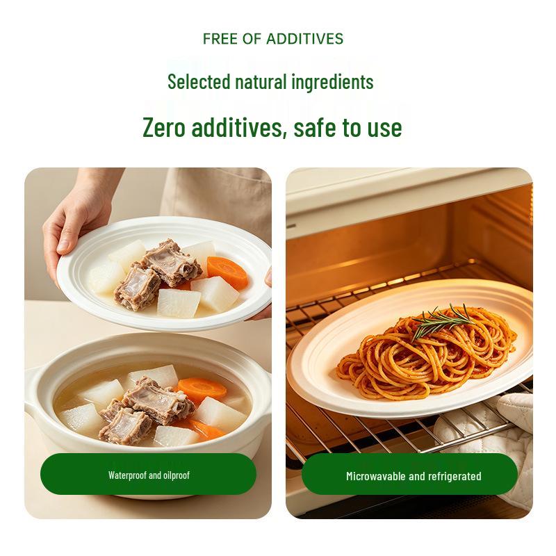 Biodegradable Oval Sugarcane Plates: Eco-friendly Disposable Tableware for Parties