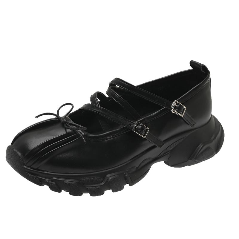 Summer Chunky Women Sports Shoes Fashion Shallow Butterfly-knot Platform Flat Shoes Ladies Casual Outdoor Mary Jane Shoes 2024
