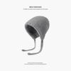 Women's Woolen Beanie with Ear Protection and Plush Lining - Ideal for Big Head Circumference, Small Face, Autumn/Winter