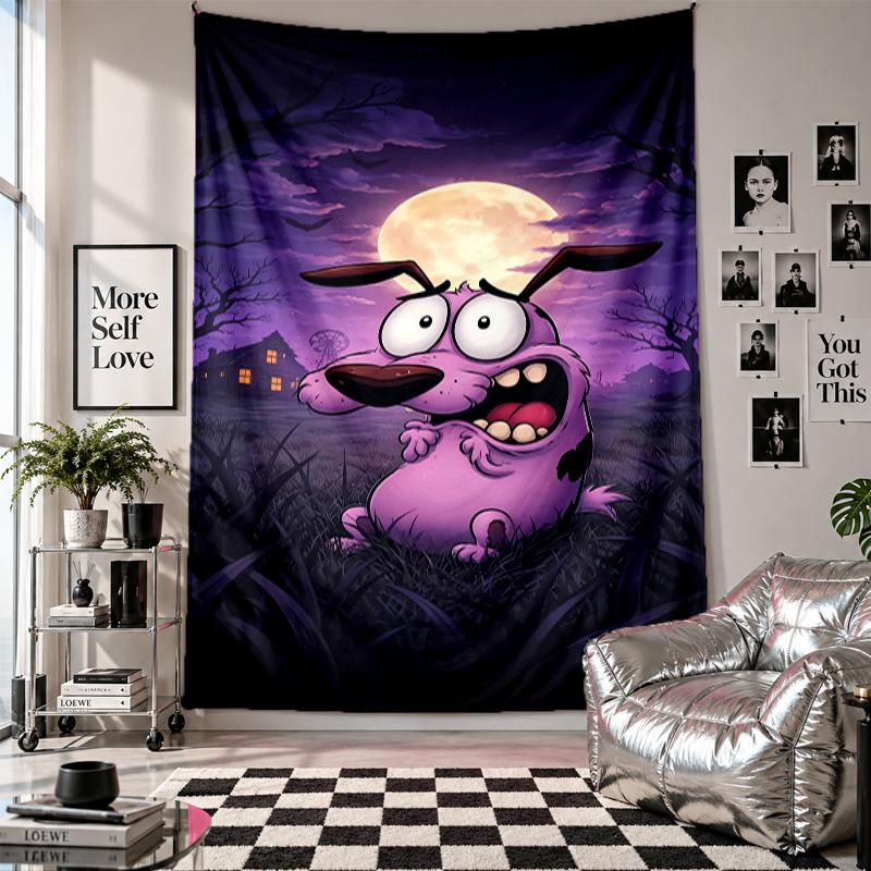 Wall TapestryCourage the Cowardly Dog Art Hanging Cloth Decorative Background Cover for Room Decoration