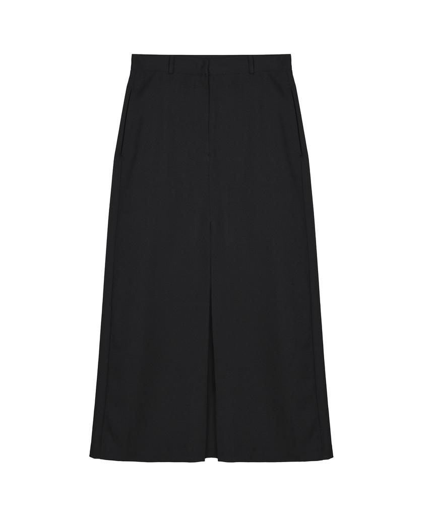 Nigaennikol Box Pleated Long Skirt_Black