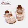 Spring Soft Leather Toddler Shoes with Lace & Butterfly Knot - Stylish Princess Pre-walking Shoes for Baby Girls.