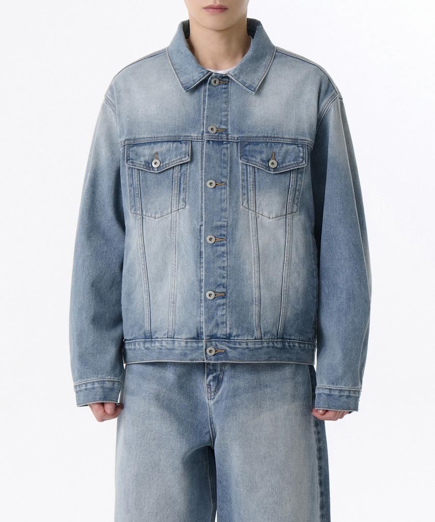 Musinsa Standard Big Brush Relaxed Denim Trucker Jacket [Light Indigo]