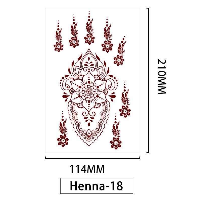 Lace Brown Waterproof Henna Flower Tattoo Stickers for Hands