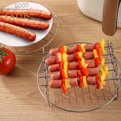 2-teiliges Airfryer-Gestell für Airfryer-Öfen, doppellagiges Drahtgestell aus Edelstahl mit Spieß, Mehrzweck-Backgestell für Hühnchen, Fisch, Gemüse, Dampf