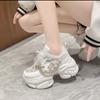 Fashion sponge cake thick bottom breathable mesh single shoes 2025 new color sports leisure tall daddy shoes female INS tide