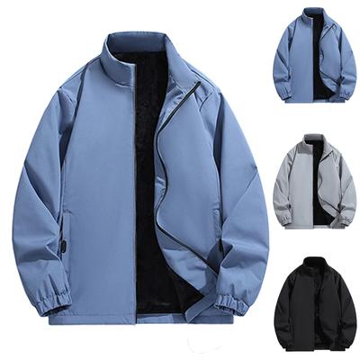 Men's Casual Solid-color Long-sleeved Windproof, Rainproof And Snowproof Jacket, Men's Waterproof Inner Fleece Thickened Warm Coat