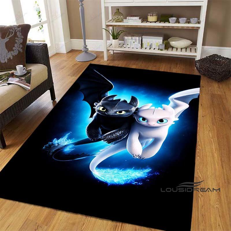 Various sizes of How to Train Your Dragon Toothless pattern rugs, cartoon style, suitable for bedrooms, living rooms, sofa