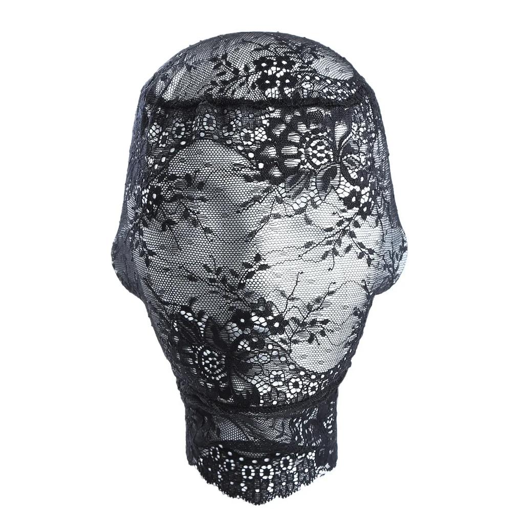 Black Transparent Lace Bondage Fetish Mask Hood For Men Women Gay Adult  Role Play Games Sex Fun Party Play Costumes