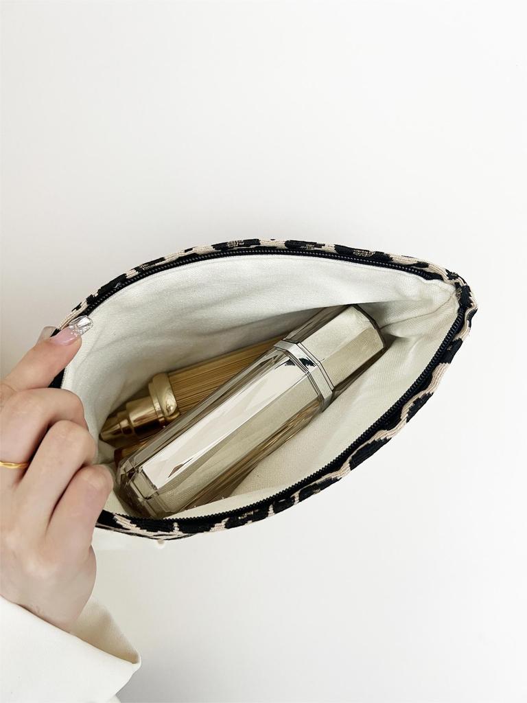 Leopard Print Travel Makeup Bag - Thick, Convenient, Handheld Toiletry Storage