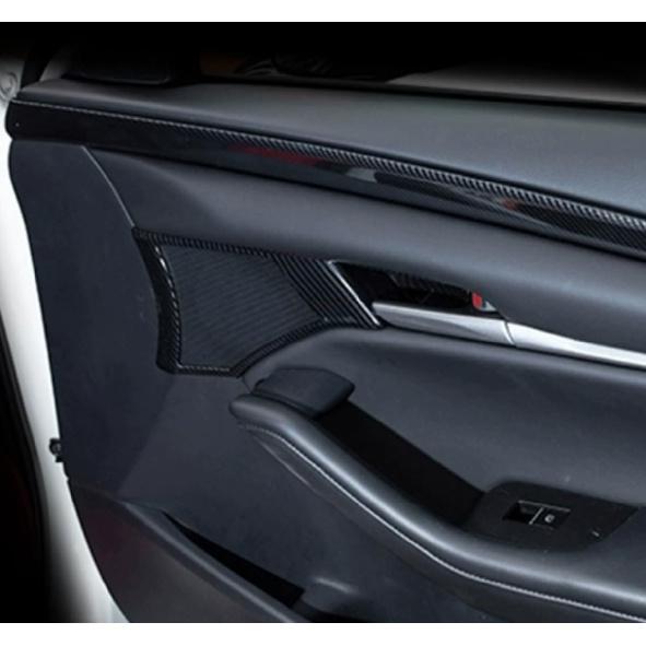 Car Accessories Fit for 2019 2020 2021 2022 2023 2024 2025 Mazda 3 Axela Inner Side Door Panel Strip Cover Trim (Carbon Fiber Style) ABS 4 PCS