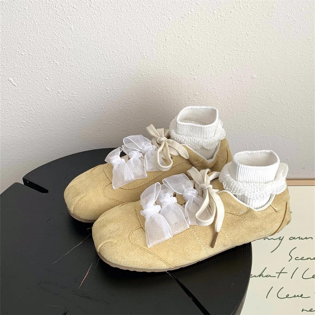 Fashion Fashion Sweet Bow Flat Casual Shoes 2025 Spring Ballet Style Fairy Fashion Shoes