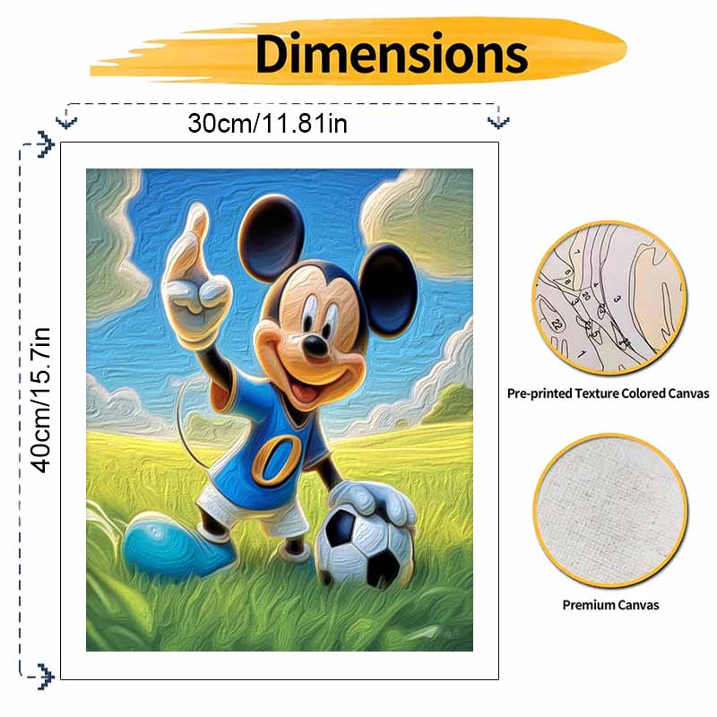 Disney Mickey Mouse Soccer DIY Oil Painting Kits Hand Painting Home Decor Craft Gift Ideas Canvas Wall Art Room Decor Unique Hobby Set