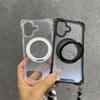 Crossbody Lanyard Transparent Magnetic Holder Stand Case For  iPhone 12 13 14 15 16 Pro Max Necklace Shoulder Strap Hard Cover