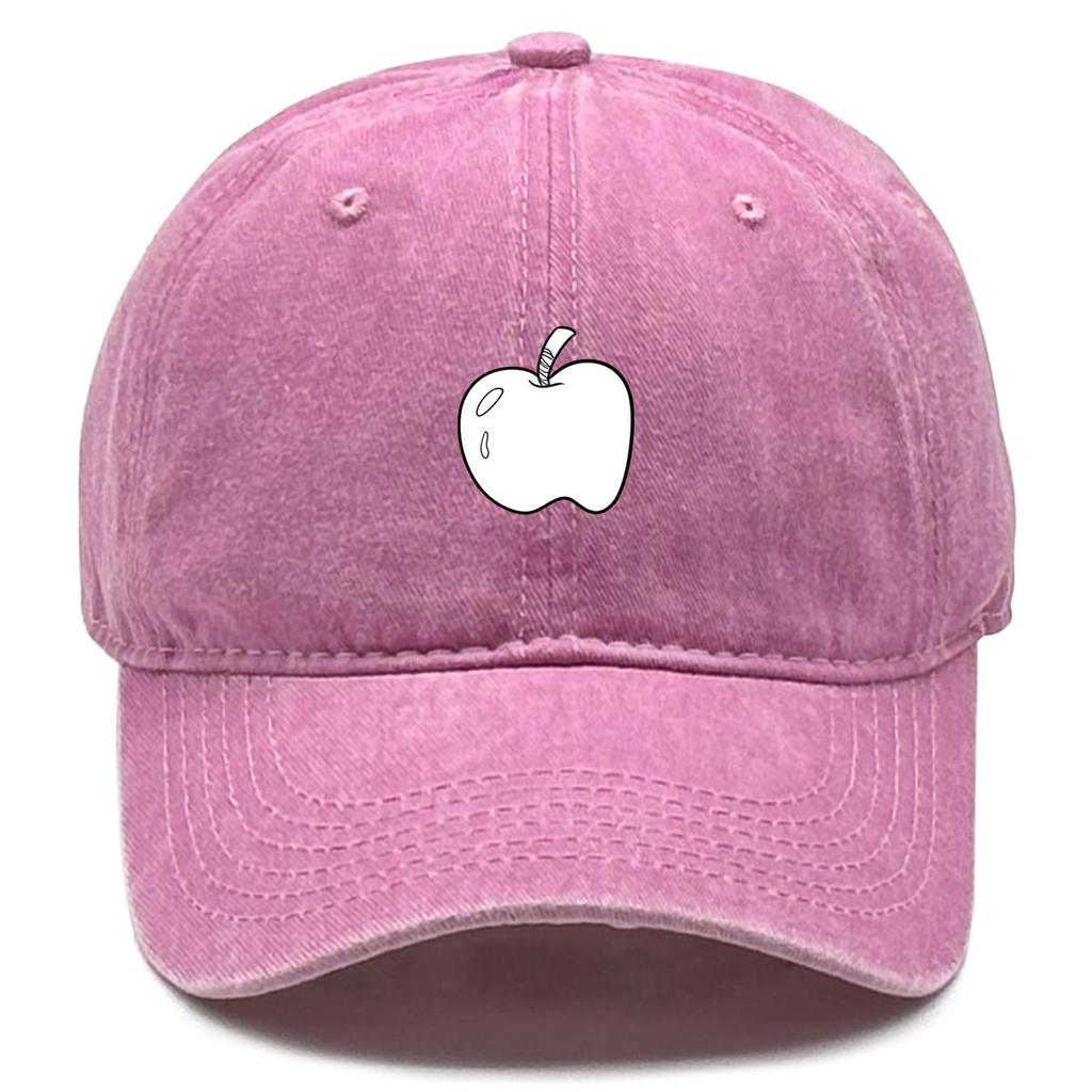 Weiße Apfel-Print Snapback Baseballkappe, Frucht-Netz-Kappe Verstellbarer Riemen Kopfbedeckung Used-Look Retro Verstellbare Baseballkappe