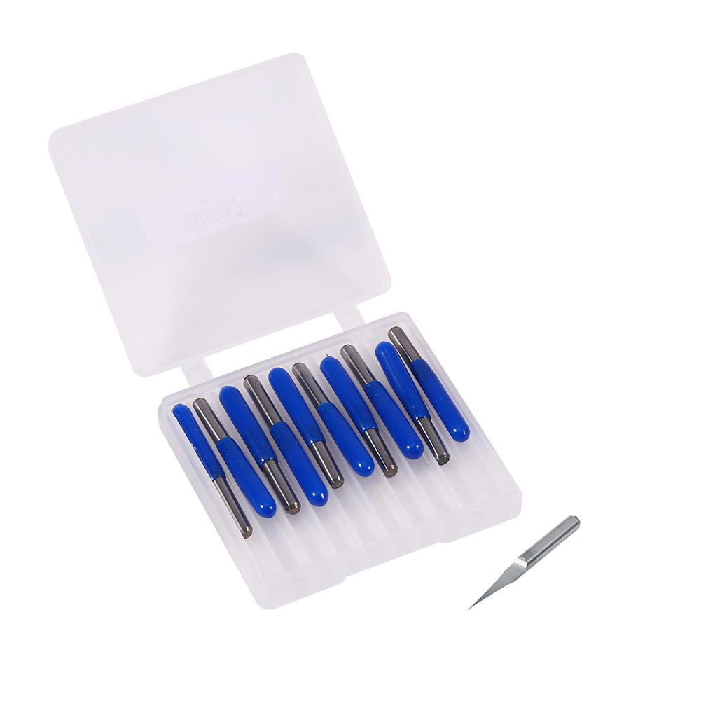 10pcs 3.175mm Carburo Cementado Grabado CNC Broca Fresa Herramienta de Tallado 10 Grados