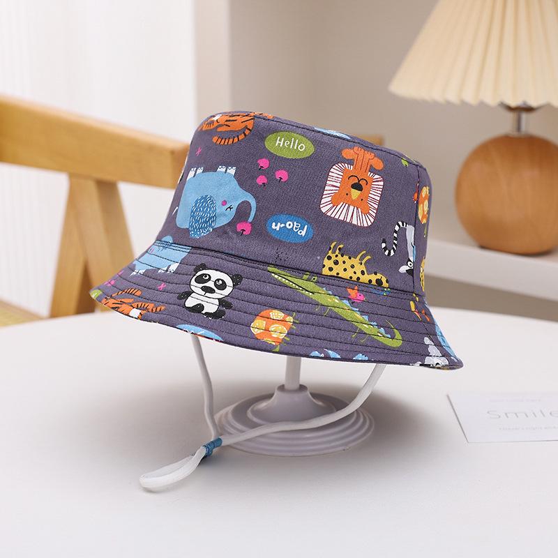 2025 Children's Cartoon Bucket Hat: Cute Car & Dinosaur Print, Summer Cotton Beach Fisherman Hat