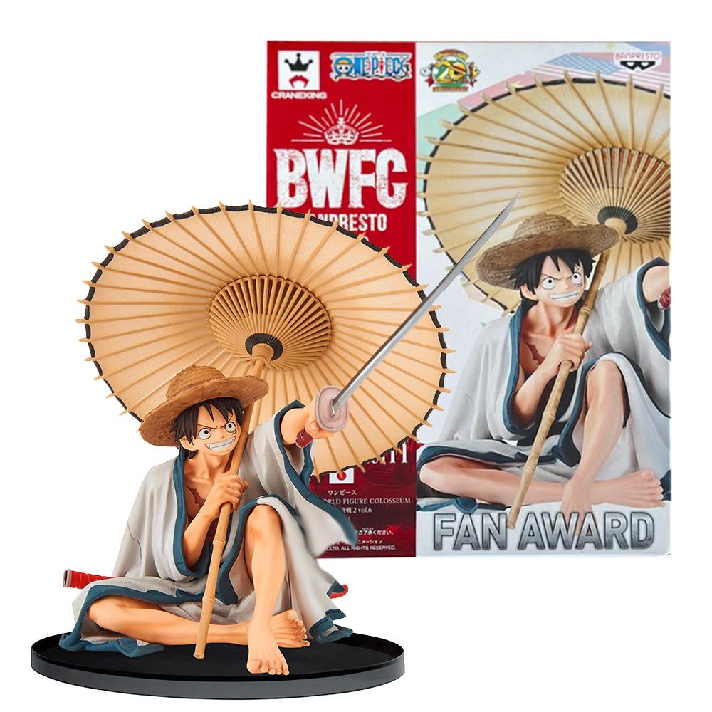 13CM Anime One Piece Monkey D. Luffy Wano Country Kimono Dress Up Umbrella Sitting Model Toy Gift Collection Action Fiugre PVC Wiht box