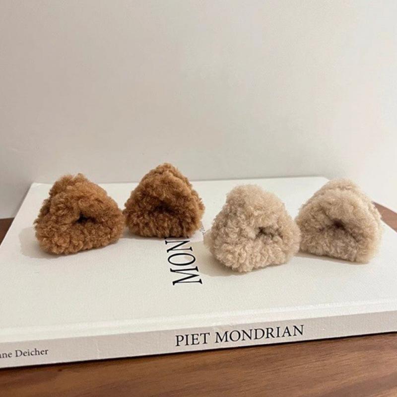 2Pcs Plush Cat Ears Shape Hair Clips Women Sweet Cute Beige Duck Beak Clip Hairpin Fashion Girls Headwear Hair Accessories