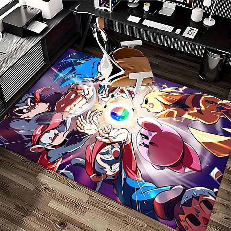 1pc Sonic, Mario, Pikachu, Kirby, Donkey Kong Chair Mat, Office Rug - Non-Slip Carpet for Desk - Suitable for Home Decor, Living Room, Bedroom, Game R