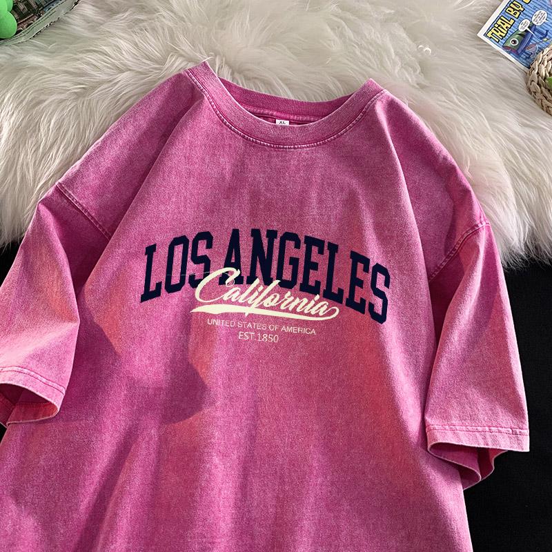 

Калифорния Основана в 1850 году Лос-Анджелес Футболка Мужская Мода Уличная Футболка Хлопок Ретро Выстиранная Короткий Рукав Футболки с Круглым Вырезом Мужские 2XL