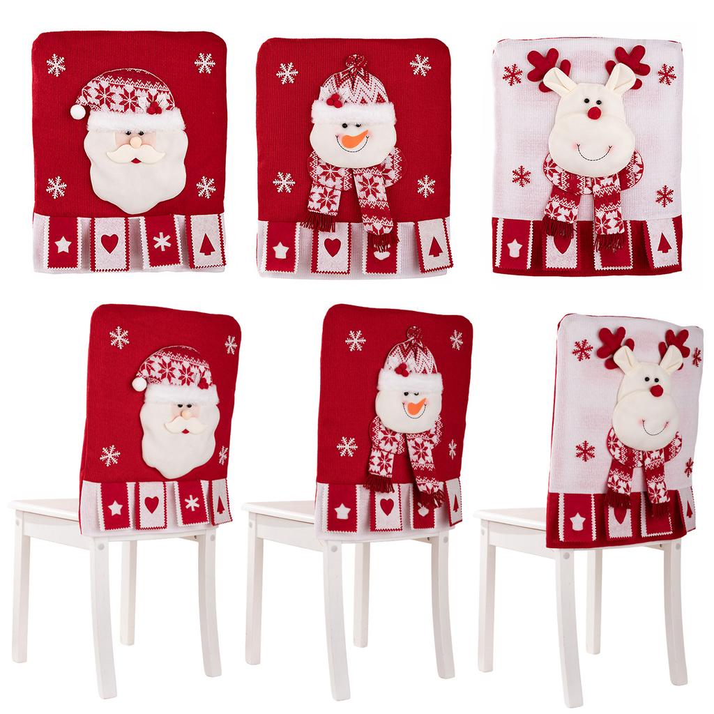 Christmas Chair Cover Chair Back Cover Xmas Chair Cover for Kitchen Dinning Room Holiday Party Decor