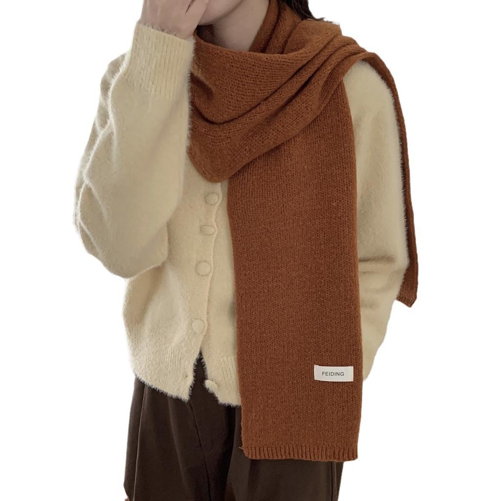 New Winter Women's Scarf Solid Color Soft and Waxy Versatile Korean Couple Fashion Student Basic Knitted Warm Scarf