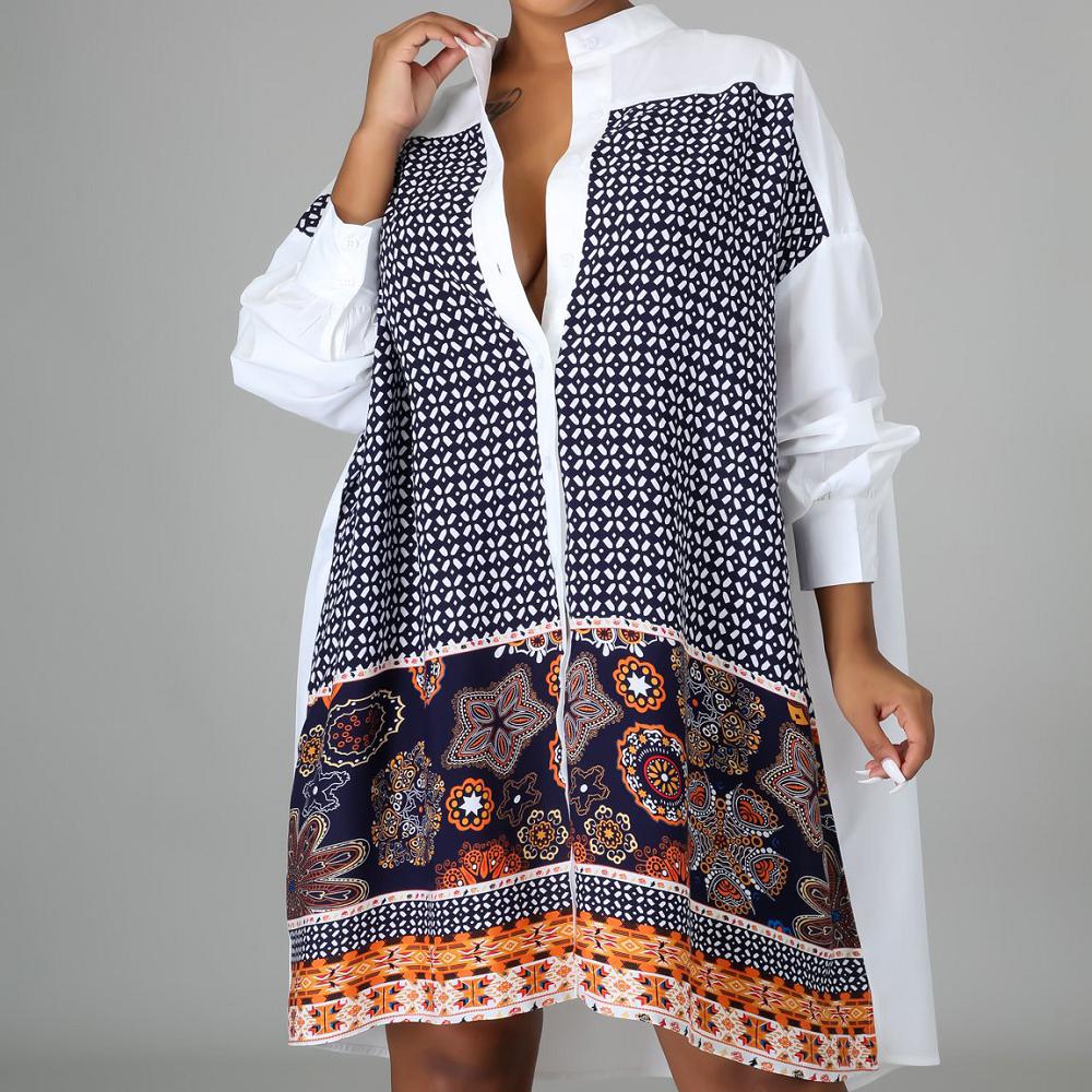 

Женская уличная рубашка с длинным рукавом и стоячим воротником в стиле ретро XL белый